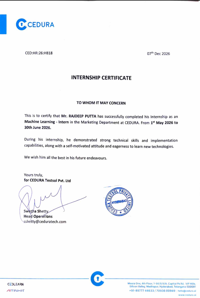 cedura tech internship certificate